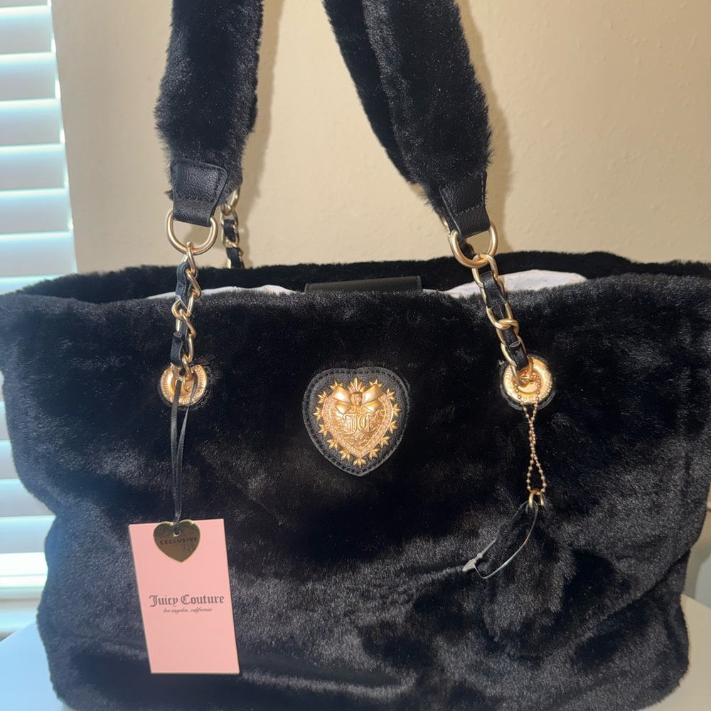 Juicy Couture Black Furry Friends Tote